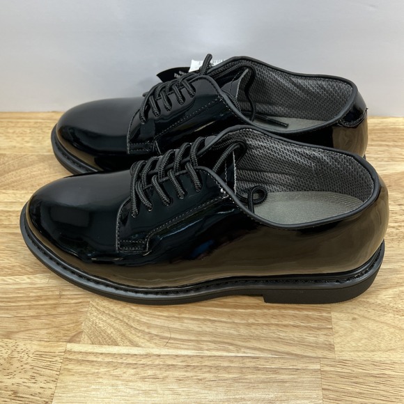 Rothco Black High Gloss Shoes 7.5R Shiny Oxford Uniform Military Army Duty - Picture 3 of 9